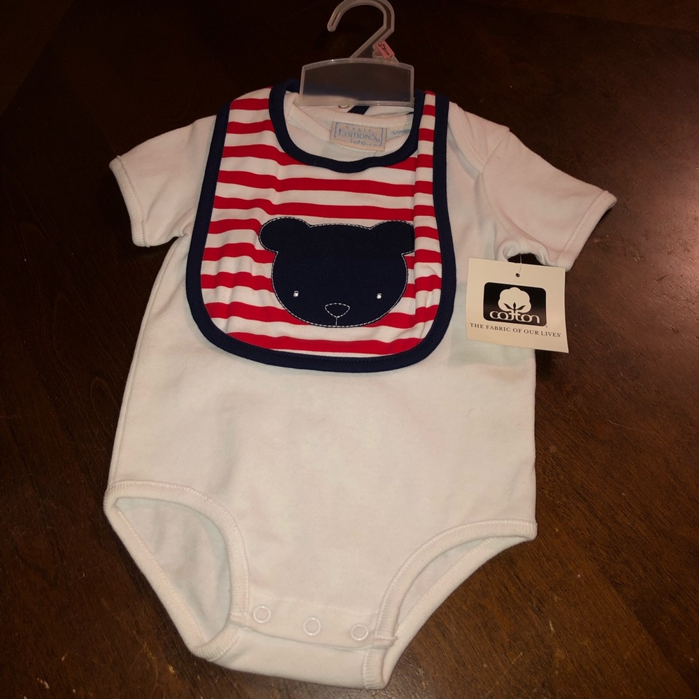 Baby onesie with bear bib set